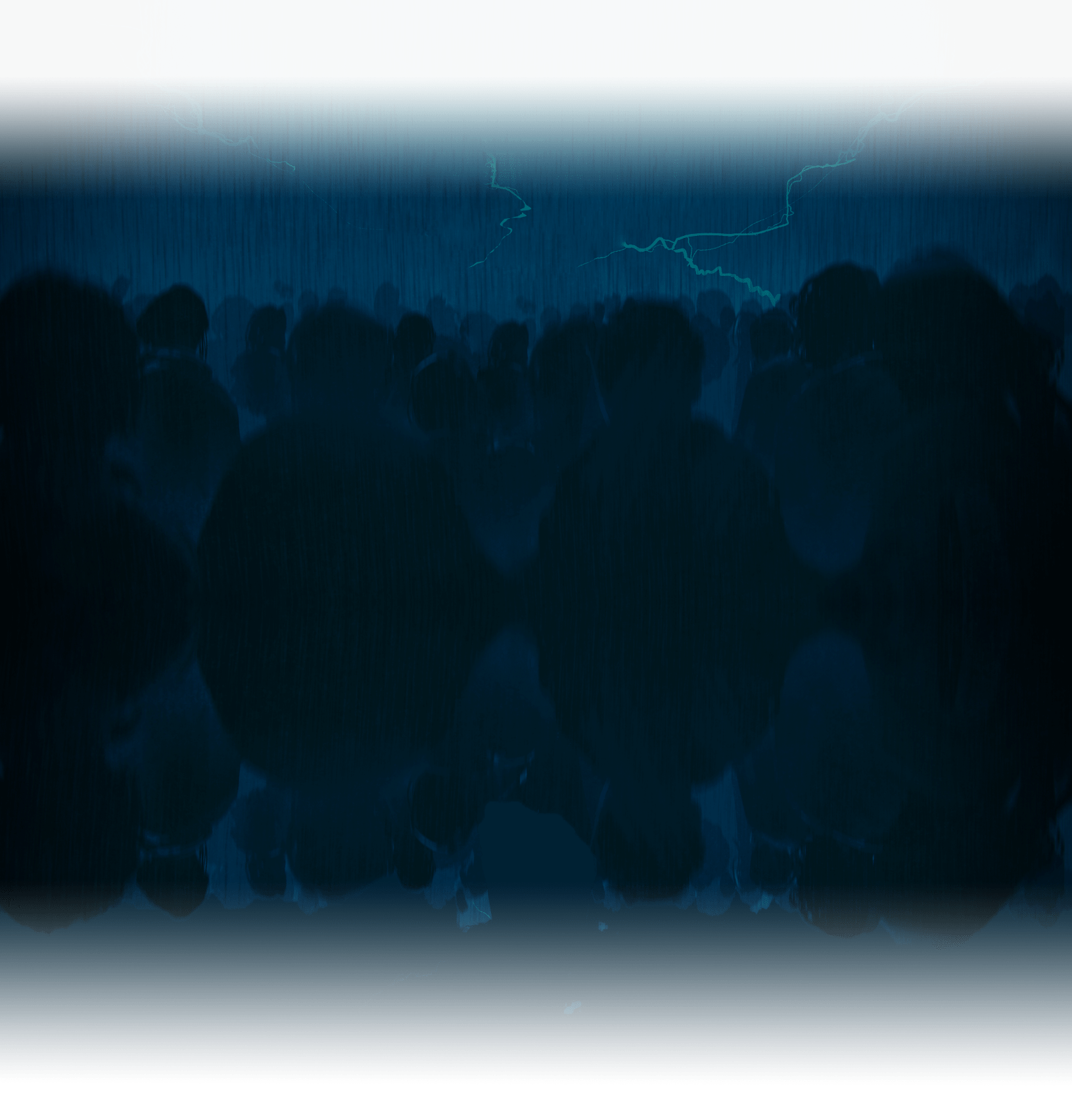 Fond sombre avec des éclairs bleus clairs ainsi que des gens de dos